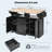 55.7" Large Kitchen Island with 2 Drop Leaf,, Rolling Kitchen Cart on 5 Wheels with Power Outlet, Folding Storage Dining Table with Spice & Towel Rack , 3 Drawers, for Kitchen, Dining Room,Black-128964658-128964662