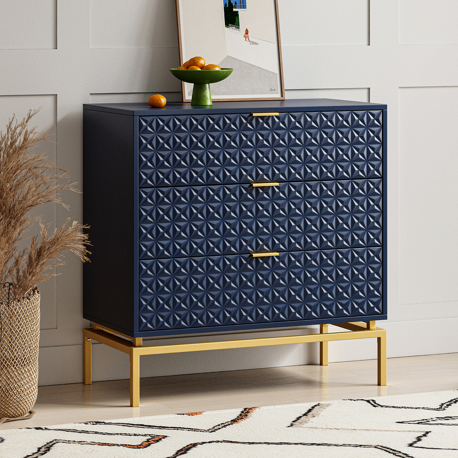 Blue accent chest 2024 with drawers