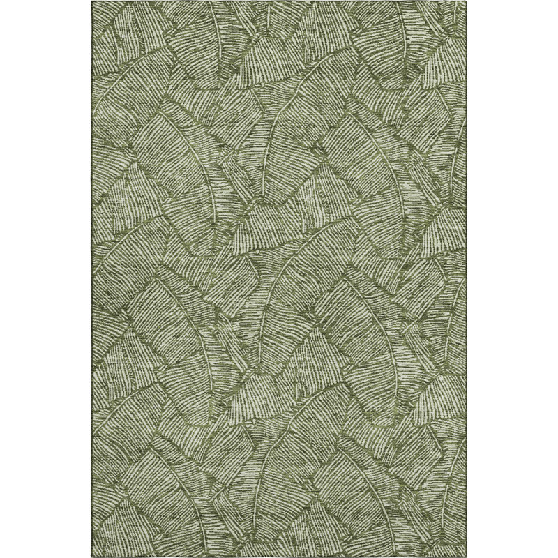 Premium Machine Washable Prisco Olive Rug, Rectangle 3' x 5'