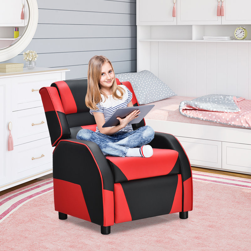 Fauteuil inclinable manuel Eduarte, Simili cuir rouge