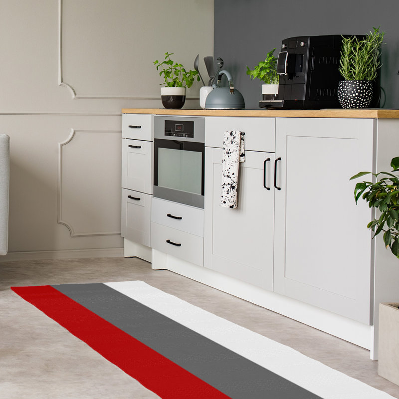 Tapis rouge/gris, Tapis de couloir 2 pi 6 po x 8 pi