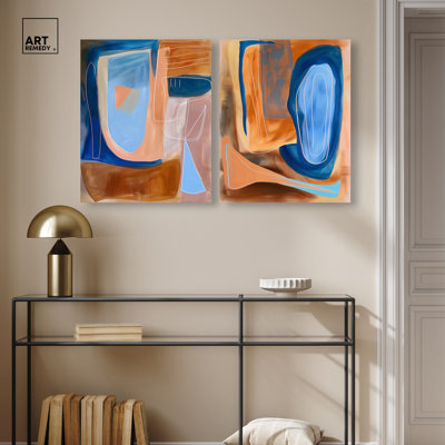 Ensemble de décorations murales abstraites à impression sur toile par Art Remedy, galerie tendue, 20 x 24
