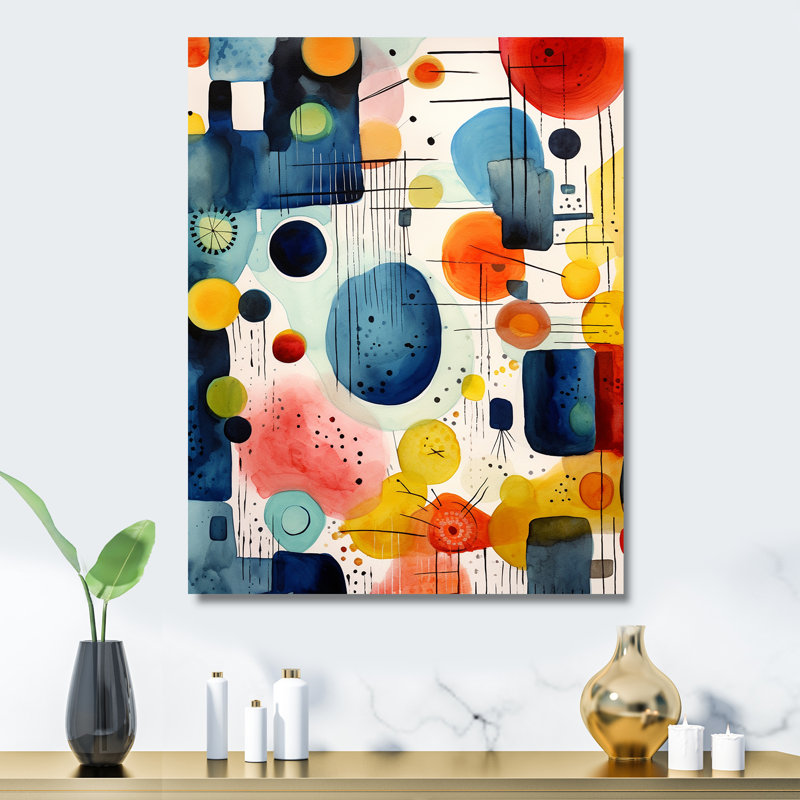 Coloré géométrique Mid Century Shapes 2 - art mural géométrique en métal, H 20 po x l 12 po x P 1 po