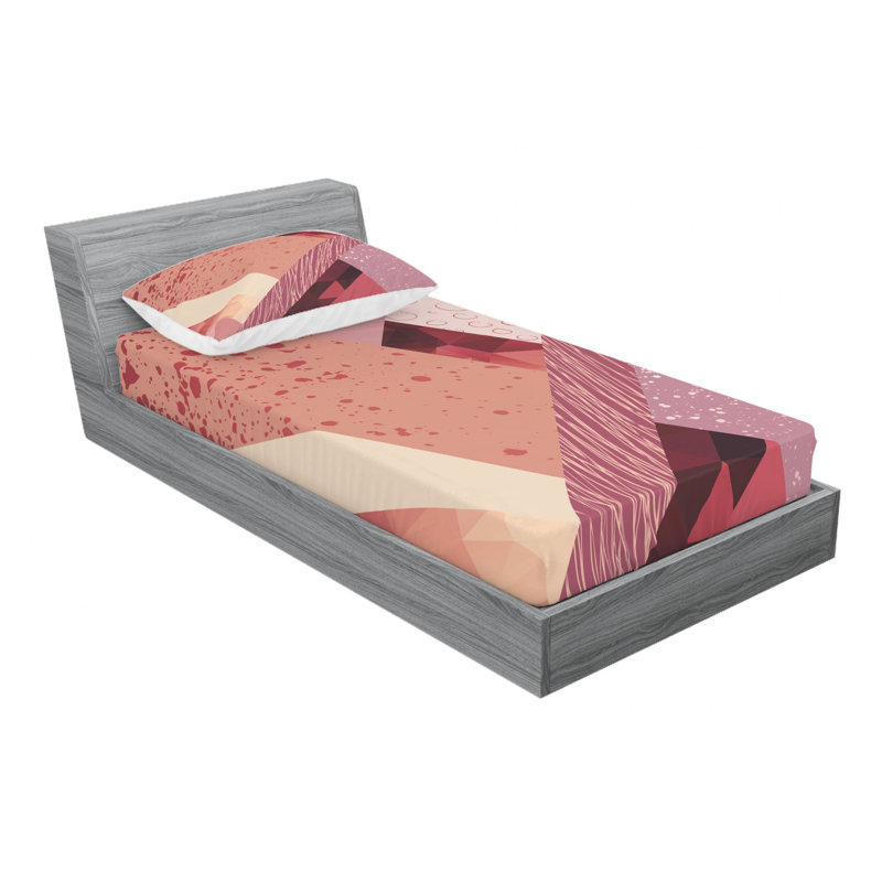 Microfiber Abstract Sheet Set, Twin Sheet Set with Fitted Sheet
