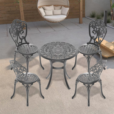 Ensemble 5 pièces de mobilier de salle à manger en aluminium coulé avec cadre noir