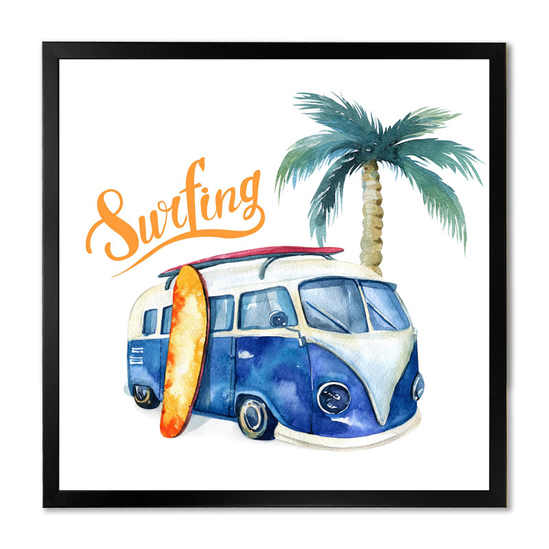 Ensemble de surf océanique - peinture sur toile, H 36 po x l 36 po, Cadre noir