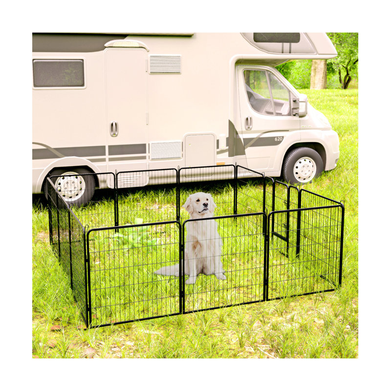 32 "parc pour chien pliable, clôture en métal antirouille robuste pour le camping / véhicule récréatif / cour