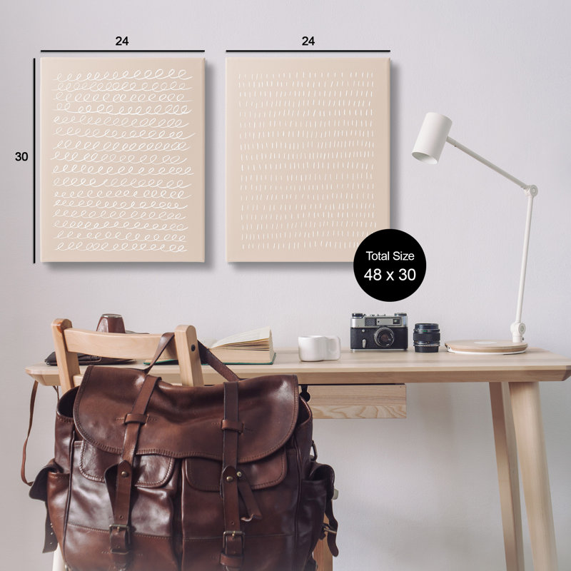 «Beige Minimal Scribbles Single Photo Frame» par Victoria Borges, 2 pièces sur toile, H 24 po x l 30 po