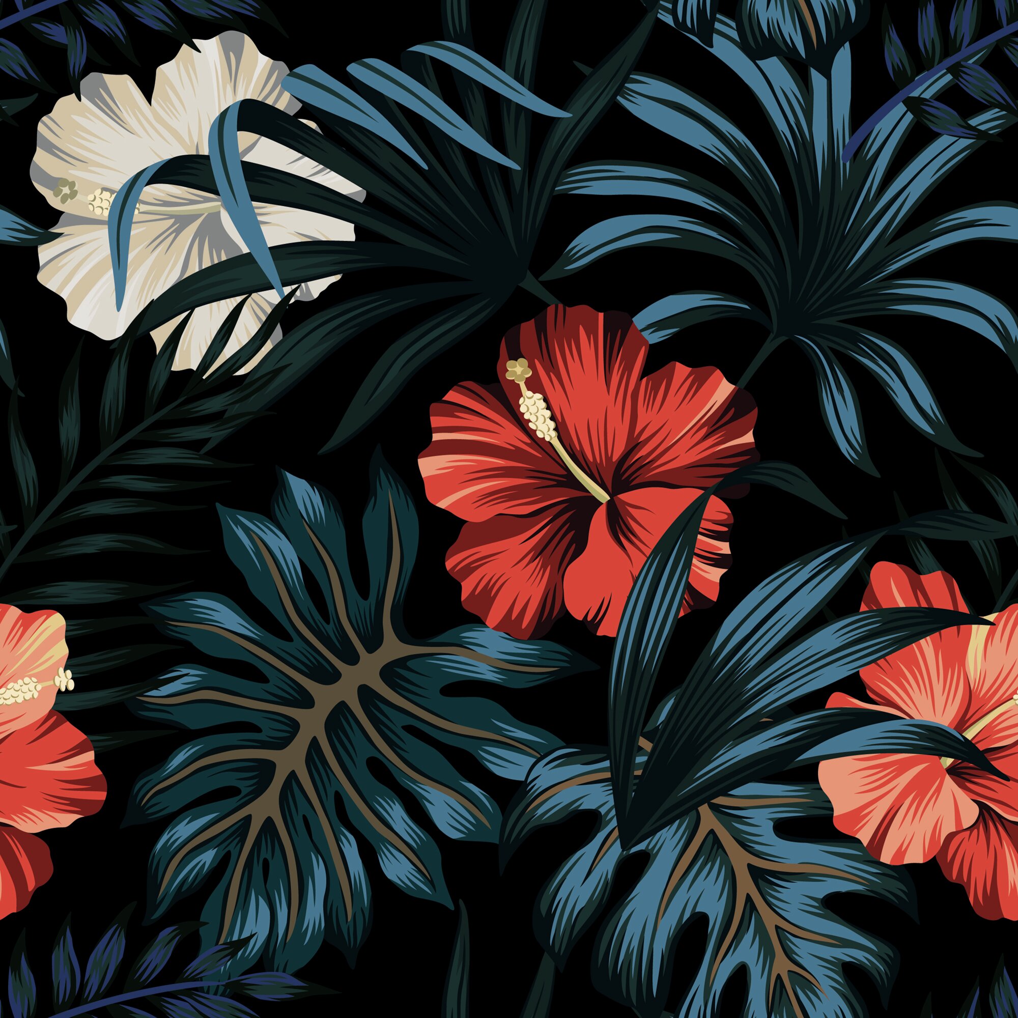 Floral exotic tropical seamless pattern tropic hawaiian wallpaper  Botanical print Modern floral background 16069010 Vector Art at Vecteezy