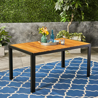 Table de salle à manger contemporaine en bois avec pieds en fer - 59 X 35,5 30 pouces, surface de déversement, finition haut de gamme P l, haut, assemblage facile
