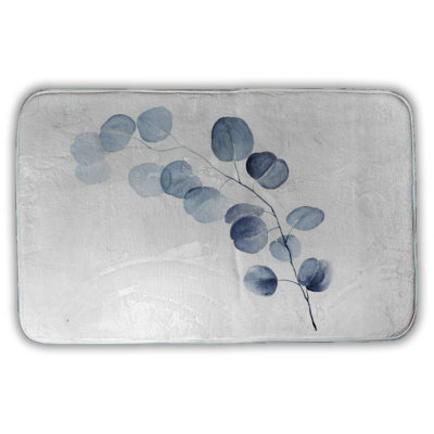 A branch of eucalyptus Bath Mat with Non-Slip Backing - Quick Dry Memory Foam Bathroom Rug - Absorbent - Modern Plush Spa-Style - Machine Washable
