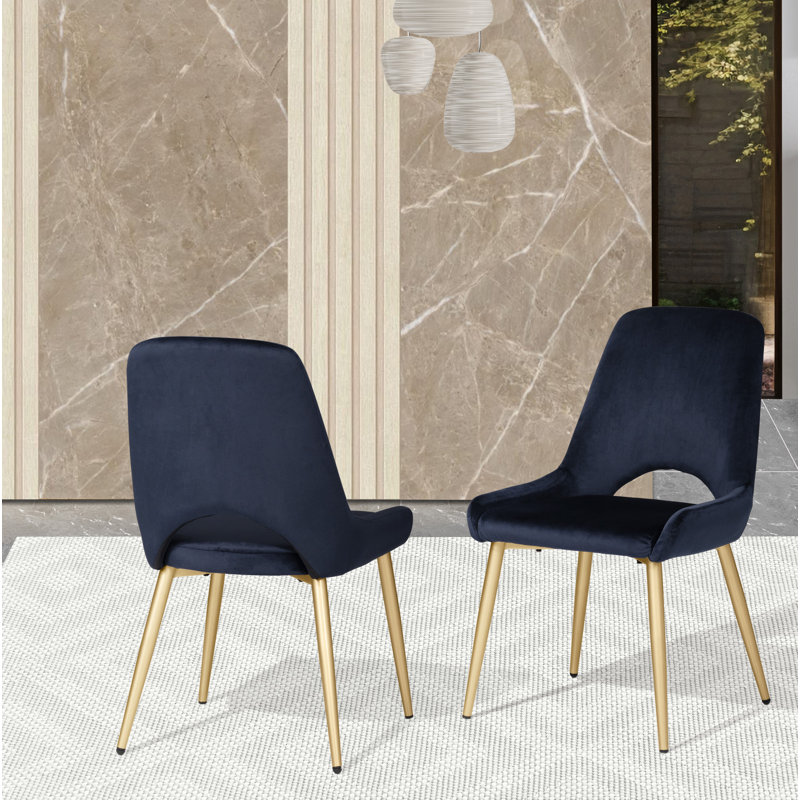 Chaise d'appoint en velours Karaya, Bleu très foncé