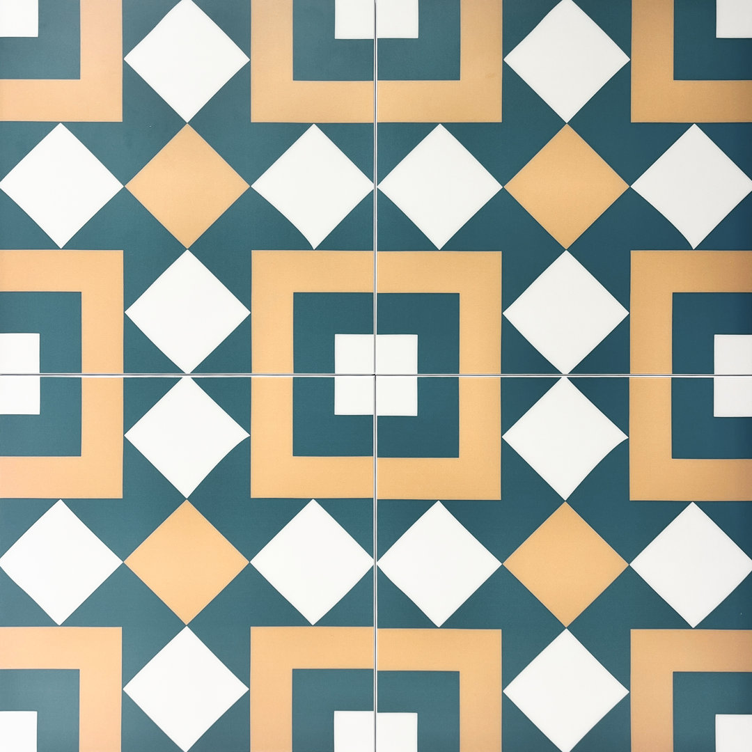 8" x 8" Rigid Orange Green Peel & Stick Graphic Patterned Tile Backsplash (Set of 10) Colamo