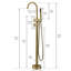 Robinet de baignoire monocommande à fixation au sol avec douche mobile - or brossé, robinet en céramique, robinet de baignoire amovible à poignée dorée, design antique,