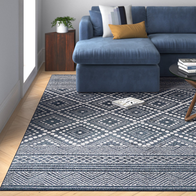 Tapis bleu Boney Southwestern, Rectangle 6 pi 7 po x 9 pi
