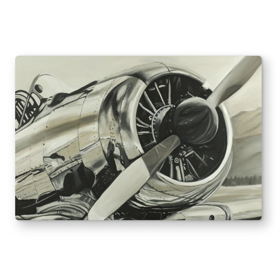 Vintage Aircraft Metal Print | Beige Man Cave Home Decor