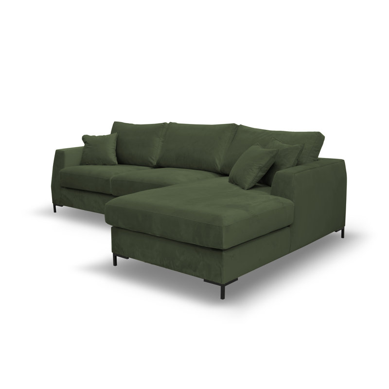 Inwood 4 Seater Corner Sofa , Dark green 100 % polyester, Right Hand Facing