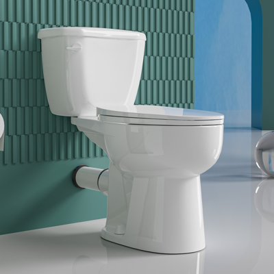 17" Elongated ADA Height Rear Outlet Toilet with Tank, 1.28 GPF Single Flush, 7" Rough-in Rear Mount