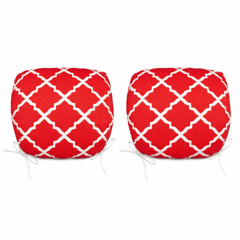 Outdoor Patio Chair Cushions, Red Geometric, Canvas