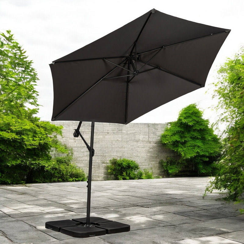Oyster 3m Standard Cantilever Over Hanging Powder Coated Parasol with Cross Stand This parasol is made using Polyester Fabric which has a Weather-Proof Coating & UPF Sun Protection Level 50