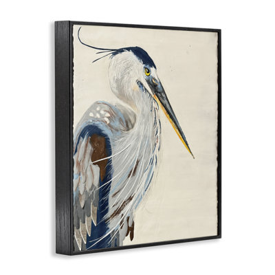 Neutral Tone Vintage Heron Framed Giclee Art, design by Stacy Gresell