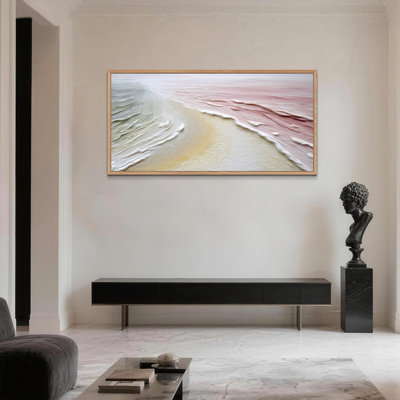  Grand art mural abstrait encadré - peinture sur toile moderne pour le décor du salon, grande décoration murale abstraite pour la maison ou le bureau, œuvre d'art sophistiquée avec cadre en pin, 24 po x 48 po