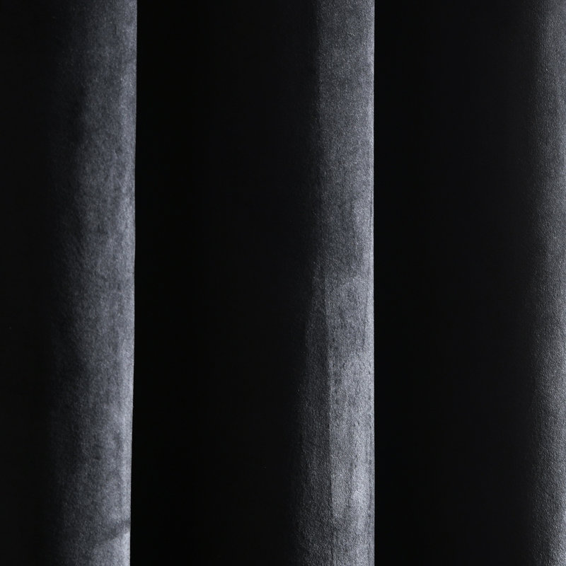 Prima Velvet Solid Velvet Room Darkening Curtain Pair, 38"W x 108"L, Black