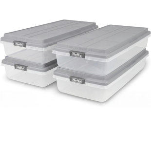 Hefty Hi-Rise 63-Qt, 4-Bacs de rangement en plastique avec couvercles (Ensemble de 4)