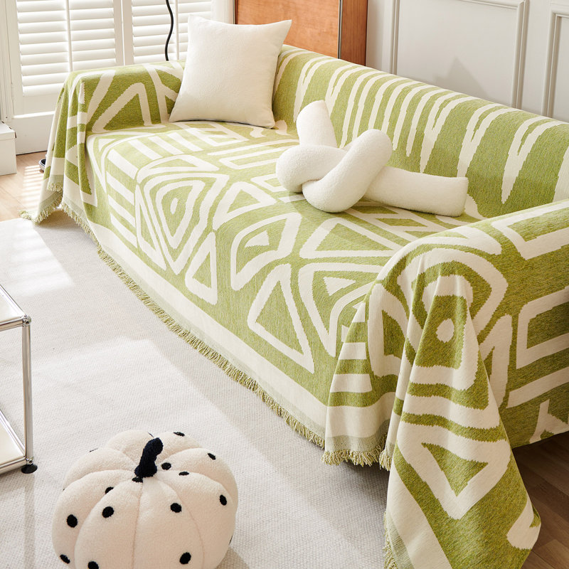 Housse pour canapé modulaire Boho Chenille, Vert, H 71 po x l 150 po x P 0,1 po