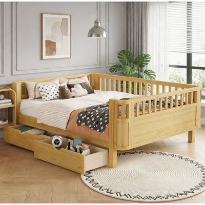 Lit plateforme en bois avec rangement