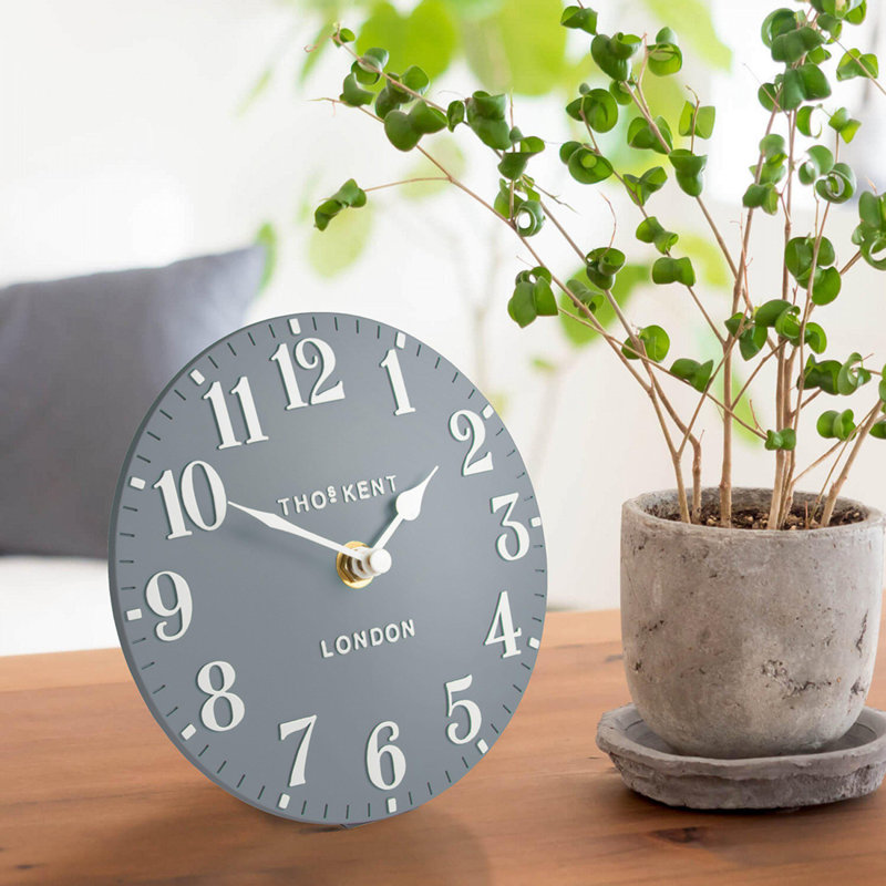 Modern & Contemporary Analogue Quartz Movement / Crystal Tabletop Clock, Flax Blue