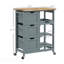 Chariot roulant pour îlot de cuisine, chariot de service de bar, chariot compact sur roulettes avec plateau en bois, tablettes et tiroirs-133412830