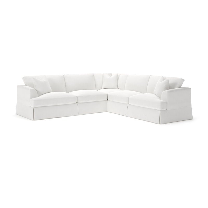 Lucia 4-Piece Slipcovered Sectional, Right Hand Facing, Drusky Moonglow Sustain® Basketweave
