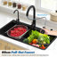 Évier de cuisine encastré noir de 31 pouces - évier simple en acier inoxydable, éviers de cuisine avec planche à découper et panier de drainage, évier d'établi (31,5 po x 17,7 po)