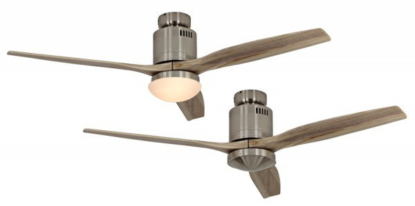 Maegan 132cm Ceiling Fan with Light Kit, Brushed Chrome with Ecru Blades