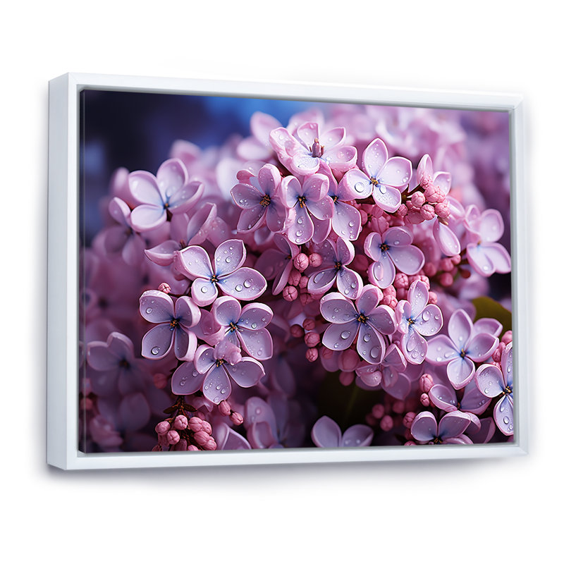 Lilas roses photo harmonie sur toile, Cadre flottant blanc, H 12 po x l 20 po x P 1 po