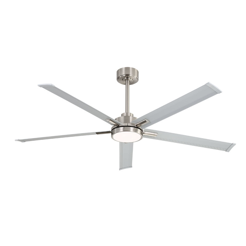 60 In. 5 Aluminium Blades Indoor Led Ceiling Fan With Remote, Smart ceiling fan, Nickel With Silver Blades