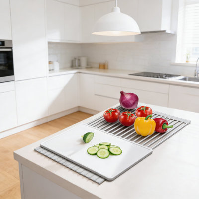 Silicone Over The Sink Dish Drying Rack - Foldable & Roll-Up Kitchen Drying Mat, Heat-Resistant, Non-Slip, Space-Saving Drainer For Dishes, Pots, And Utensils