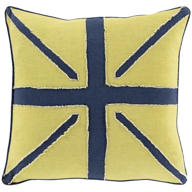 Geometric Throw Pillow, Yellow/Navy, 20" H x 20" W x 4" D, Down