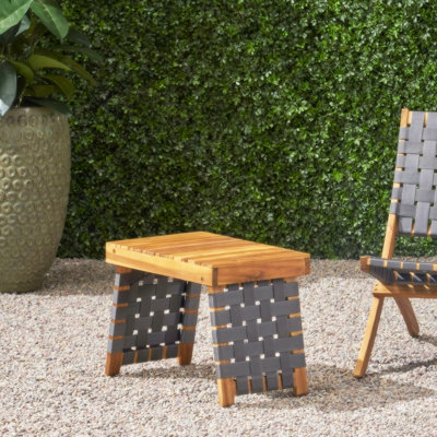 Oak Park Rectangular Acacia Solid Wood Foldable Outdoor Side Table , 19.75 " W 16 " D