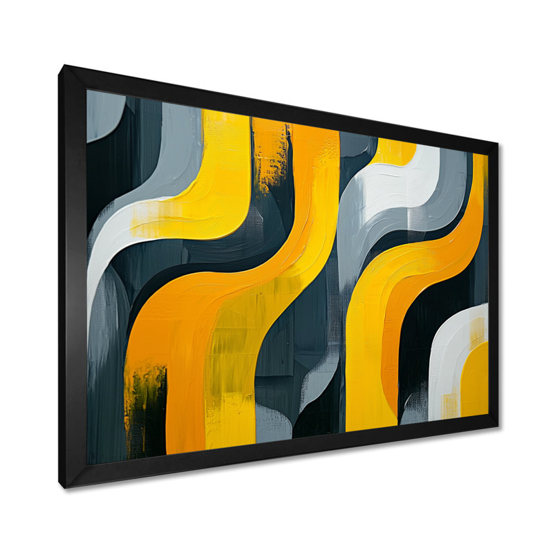 Omound - Abstract Large Wall Art, 30" H x 40" W, Single Picture Framed, Black
