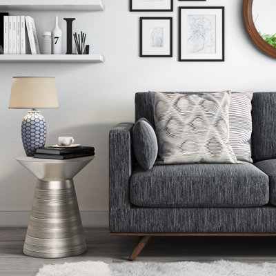 18"W Metal Industrial End Table with Sculptural Circular Base, Assembled by Wade Logan