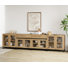 Armoire de rangement avec portes en verre, buffet moderne 3 en 1 avec tablettes réglables et 2 tiroirs, armoire à café pour le salon, cuisine