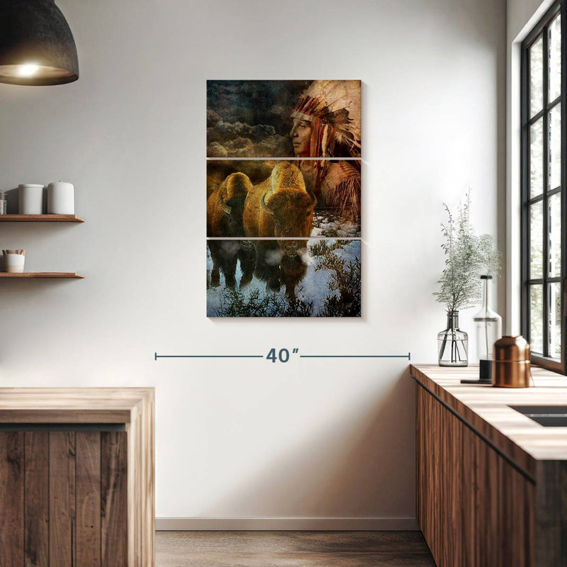 Lelar Bison And The Chief, 38" H x 24" W
