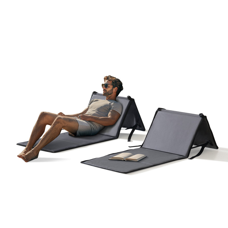 SUNJOY Portable Beach Mat with Adjustable Backrest for Adults (Set of 2) - , Gray