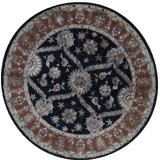 Hand-Knotted High-Quality Black Round Area Rug