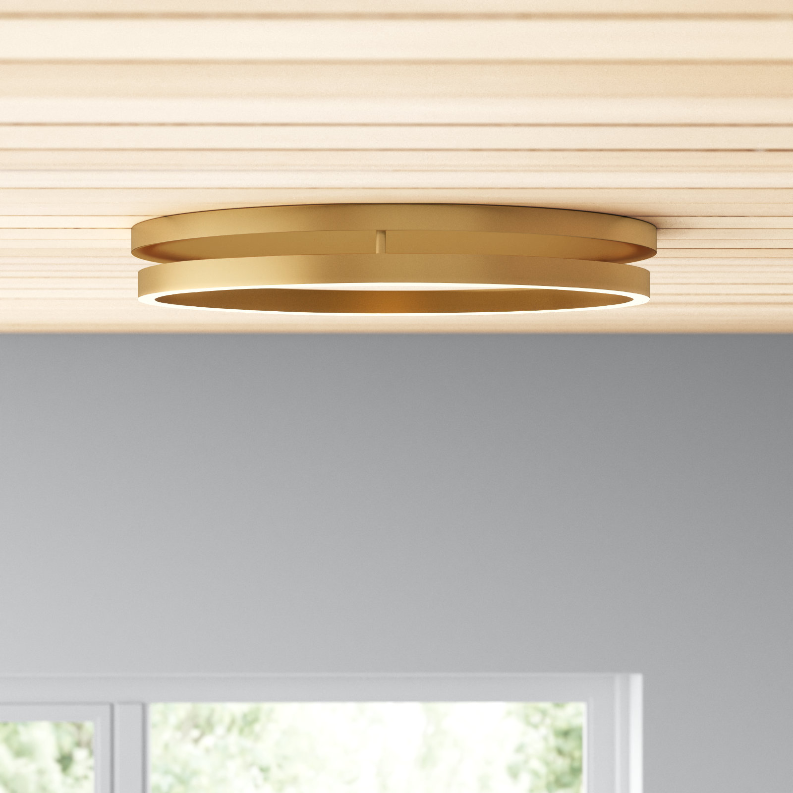 Recess Single Light Flush Mount, Gold