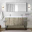 Meuble-lavabo double 60 po Rustic L 20 po x P 20 po, comptoir en marbre de culture, robinet en or rose, miroir 55 - Surface gracieuse, élégante et fonctionnelle