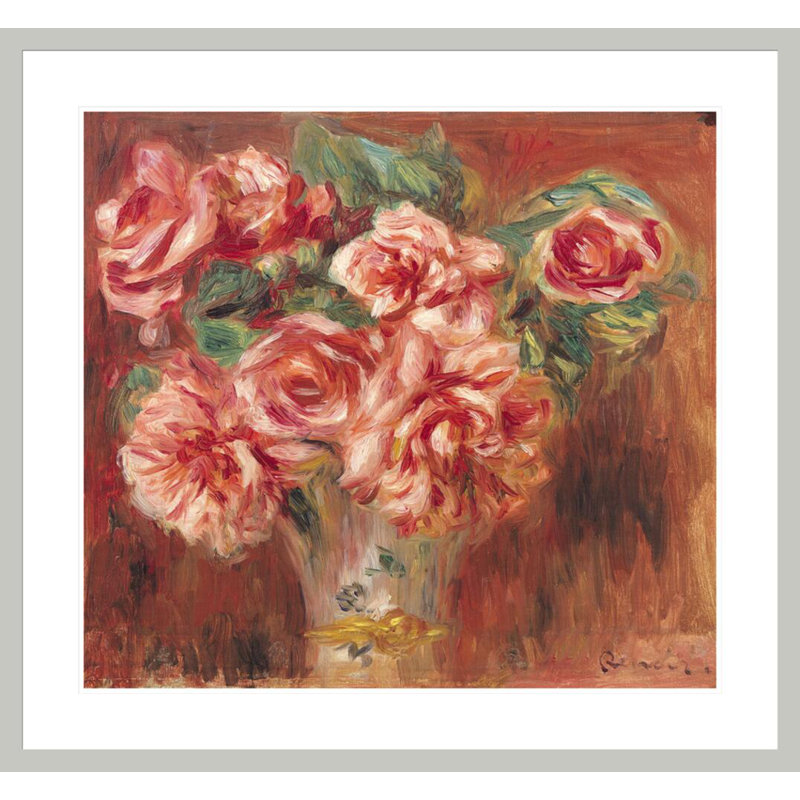 «Roses in a Vase» par Pierre-Auguste Renoir, impression giclée encadrée, H 33,5 po x l 36 po