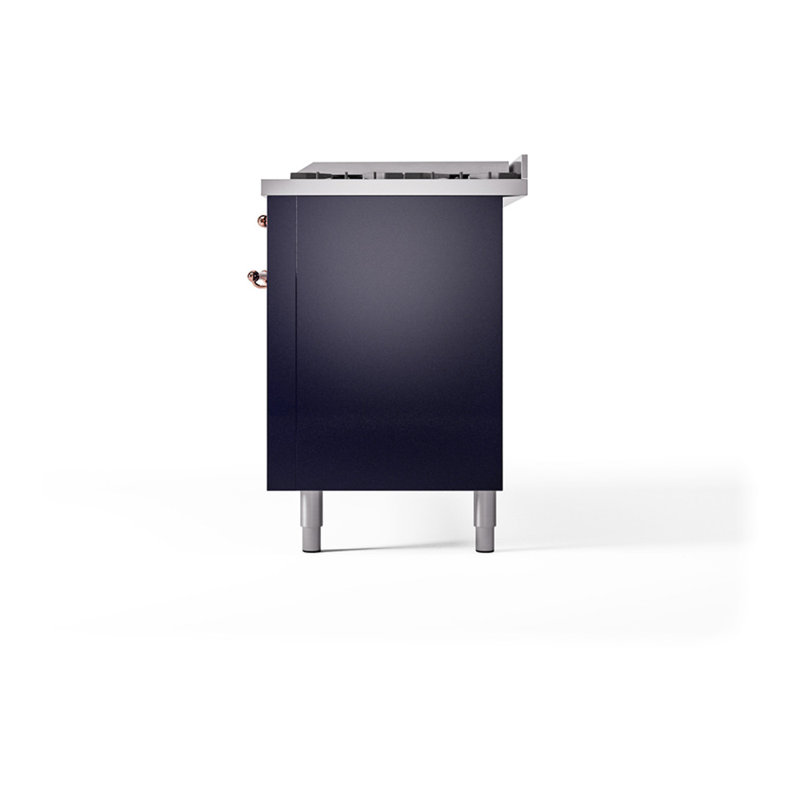 ILVE Nostalgie II Noblesse 60 in Dual Fuel Range, 9 Burner, Griddle, Midnight Blue/Copper, Natural Gas